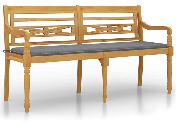 Lavice Batavia s šedou poduškou 150 cm masivní teakové dřevo 3100827