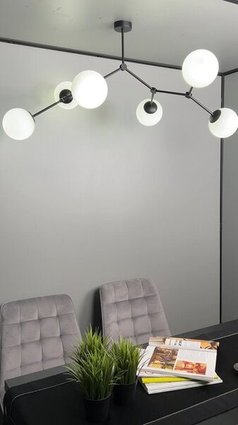 Stropní svítidlo SPACE 6 – černé, grafitové sklo, 6× E14, šířka 85 cm