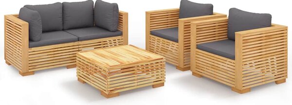 5dílná zahradní sedací souprava s poduškami masivní teak 3100870
