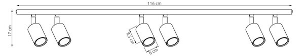 Stropní svítidlo FLASH 6 – moka, 6× GU10, šířka 116 cm