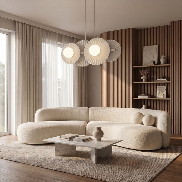Závěsné svítidlo UMBRA 4 – celobílé, sklo, 4× G9, šířka 59 cm