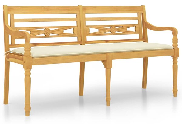 Lavice Batavia s krémovou poduškou 150 cm masivní teakové dřevo 3100843