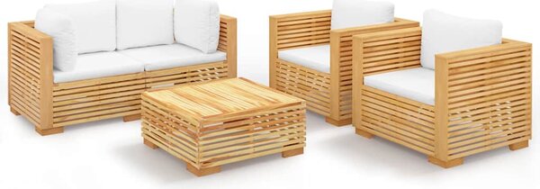 5dílná zahradní sedací souprava s poduškami masivní teak 3100869