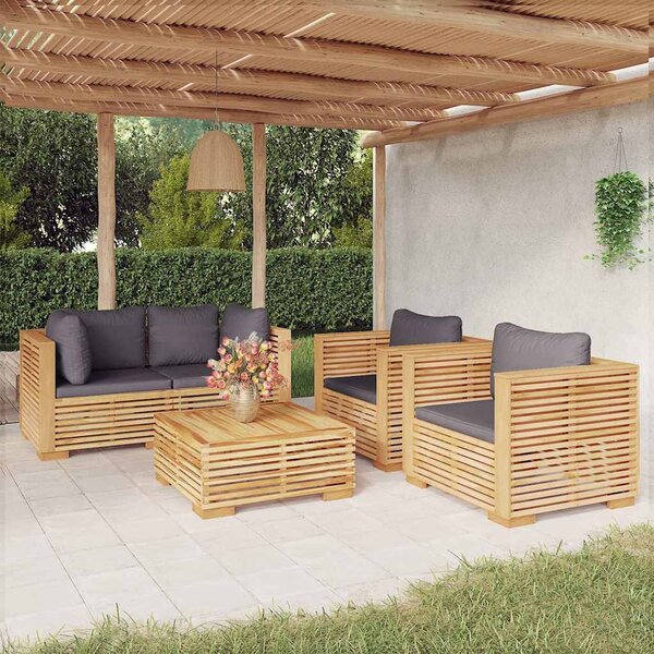 5dílná zahradní sedací souprava s poduškami masivní teak 3100870