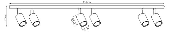 Stropní svítidlo FLASH 6 – moka, 6× GU10, šířka 116 cm