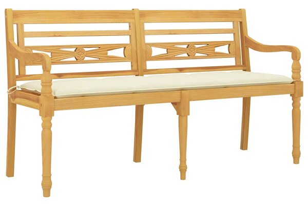 Lavice Batavia s krémovou poduškou 150 cm masivní teakové dřevo 3100843