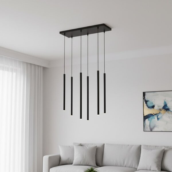 Závěsné svítidlo SELTER 6 – černé, 6× G9, šířka 59 cm
