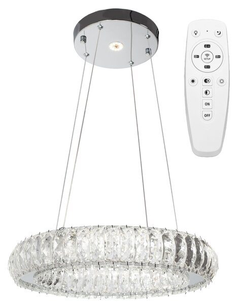 Toolight Toolight, Křišťálové LED závěsné svítidlo APP1040-CP + dálkové ovládání, chromová, OSW-09473