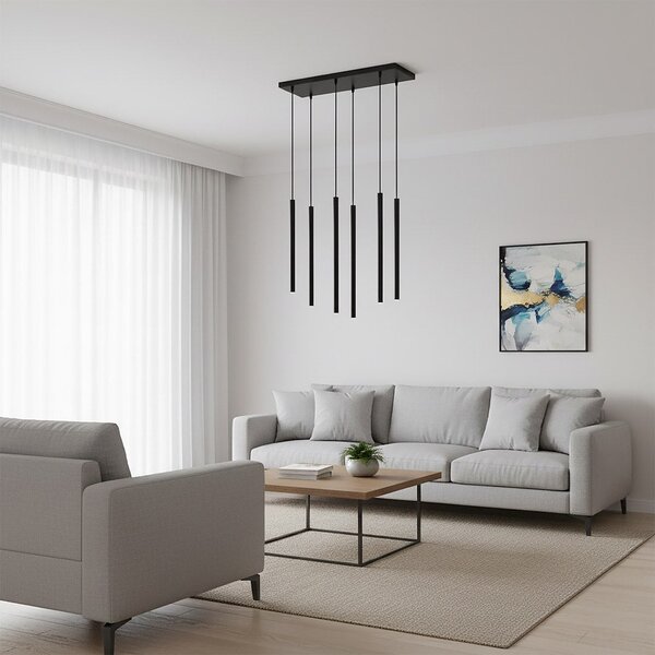 Závěsné svítidlo SELTER 6 – černé, 6× G9, šířka 59 cm