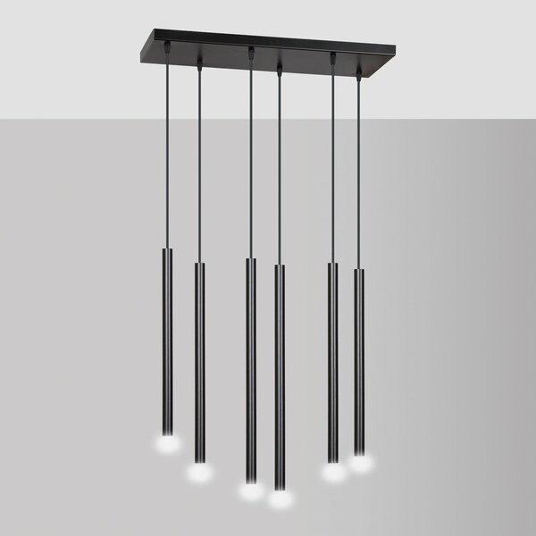 Závěsné svítidlo SELTER 6 – černé, 6× G9, šířka 59 cm