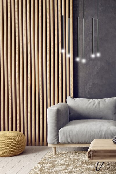 Závěsné svítidlo SELTER 6 – černé, 6× G9, šířka 59 cm