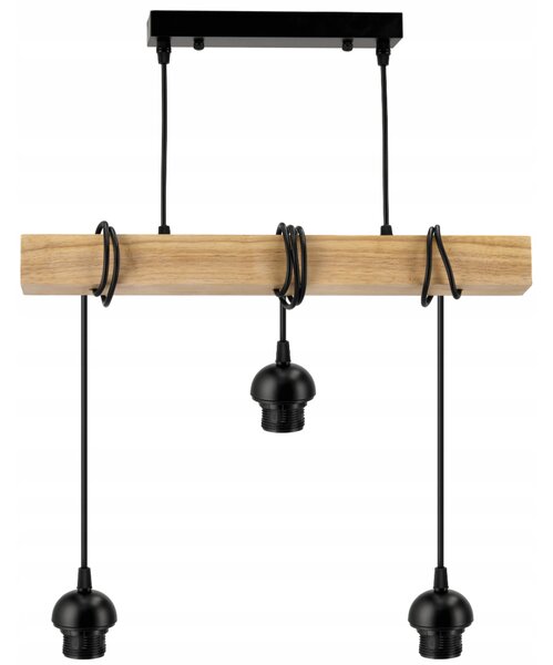 BERGE LED závěsné stropní svítidlo, dřevěný trám, 3xE27, loft, kouřově šedá