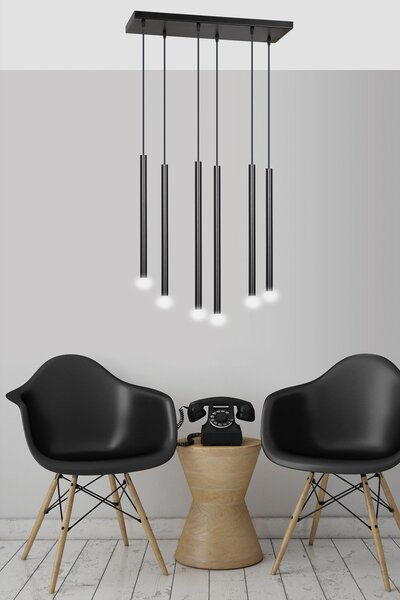 Závěsné svítidlo SELTER 6 – černé, 6× G9, šířka 59 cm