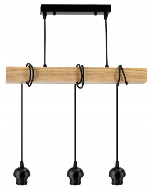 BERGE LED závěsné stropní svítidlo, dřevěný trám, 3xE27, loft, kouřově šedá
