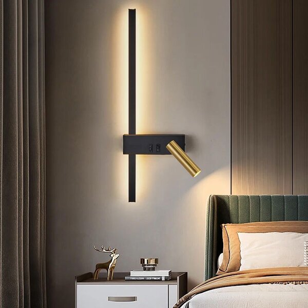 Toolight Nástěnné svítidlo APP1439-2-W BLACK GOLD LEFT