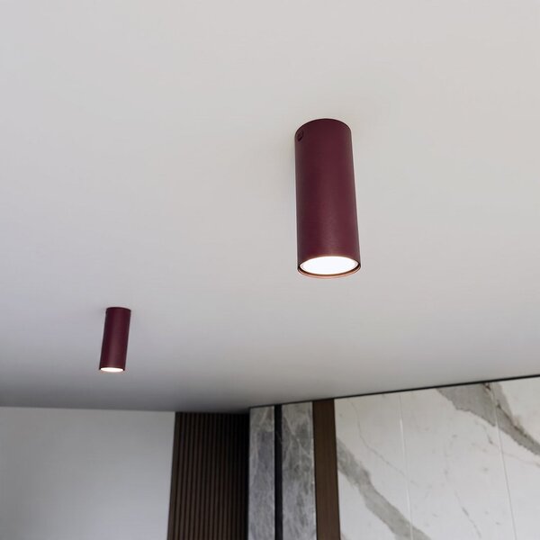 Stropní svítidlo TECNO 1S – vínové, 1× GU10, šířka 6 cm