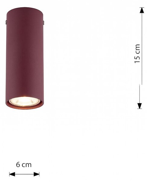 Stropní svítidlo TECNO 1S – vínové, 1× GU10, šířka 6 cm