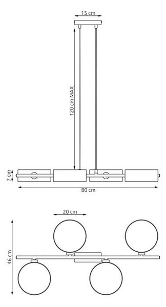 Závěsné svítidlo DRUMZ 4 – celočerné, textilní stínidla, 4× E14, šířka 80 cm