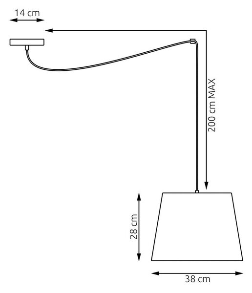 Závěsné svítidlo ASCOT 1 – černé, béžové textilní stínidlo, 1× E27, šířka 38 cm
