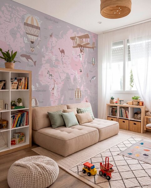 Fototapety Lety německy — Růžový, Fototapety mapy světa, c00003dev3 : uwalls.cz