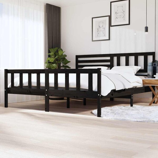 Rám postele černý masivní dřevo 200 x 200 cm 3101177