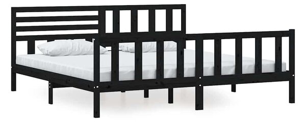 Rám postele černý masivní dřevo 200 x 200 cm 3101177
