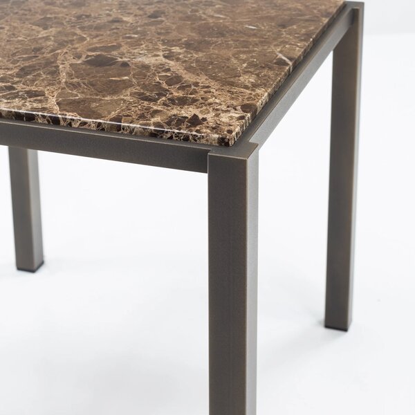 Konferenční stůl kámen Dark Emperador mramor 80x35 cm, výška 50 cm, kovové podnoží
