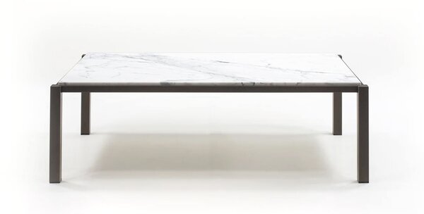 Konferenční stůl kámen Carrara mramor 100x50 cm, výška 45 cm, kovové podnoží