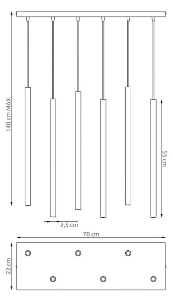 Závěsné svítidlo SELTER 6 – moka, 6× G9, šířka 59 cm