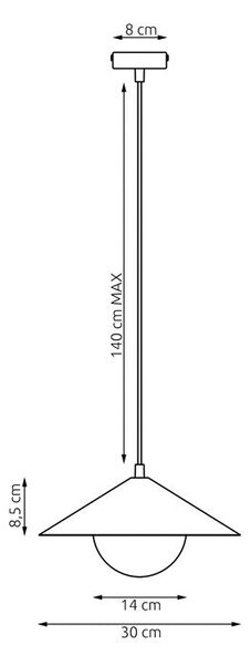 Závěsné svítidlo MONO 1S – bílé, opálové sklo, 1× E14, šířka 40 cm