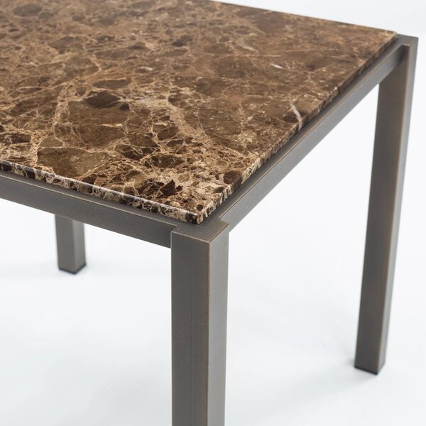 Konferenční stůl kámen Dark Emperador mramor 80x35 cm, výška 50 cm, kovové podnoží