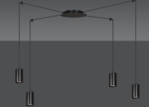 Závěsné svítidlo TRAKER 4 – černé, 4× GU10, šířka 300 cm