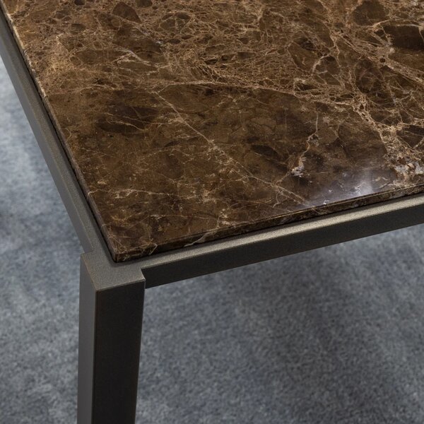 Konferenční stůl kámen Dark Emperador mramor 80x35 cm, výška 50 cm, kovové podnoží