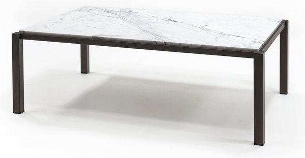 Konferenční stůl kámen Carrara mramor 100x50 cm, výška 45 cm, kovové podnoží