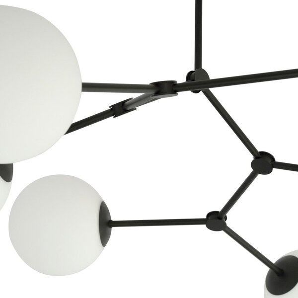 Stropní svítidlo SPACE 4 – černé, opálové sklo, 4× E14, šířka 42 cm