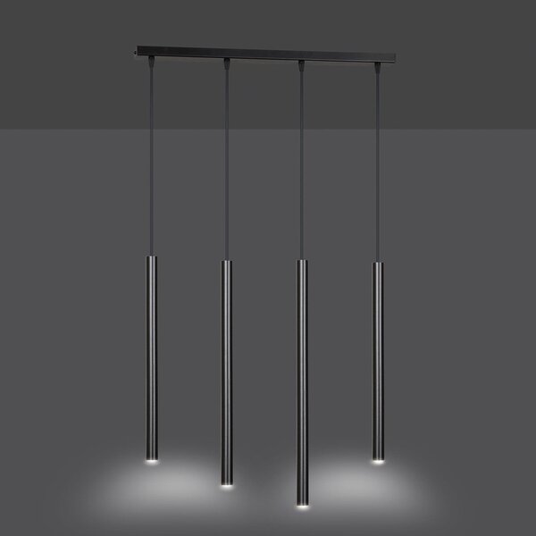 Závěsné svítidlo SELTER 4 – černé, 4× G9, šířka 60 cm