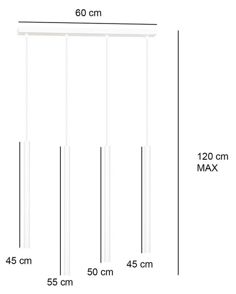 Závěsné svítidlo SELTER 4 – černé, 4× G9, šířka 60 cm