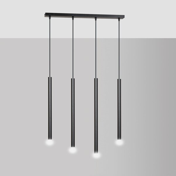 Závěsné svítidlo SELTER 4 – černé, 4× G9, šířka 60 cm