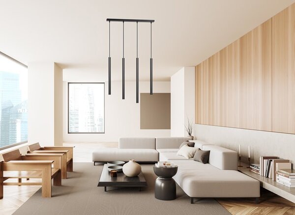 Závěsné svítidlo SELTER 4 – černé, 4× G9, šířka 60 cm