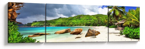 Obraz - Seychely, pláž Takamaka (170x50 cm)
