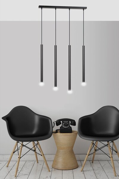 Závěsné svítidlo SELTER 4 – černé, 4× G9, šířka 60 cm