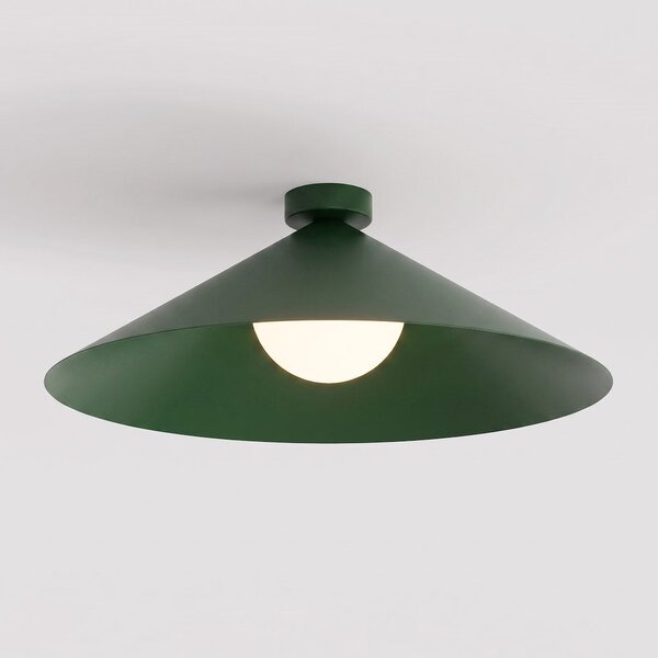 Stropní svítidlo MONO 1L – olivově zelené, bílé sklo, 1× E14, šířka 50 cm