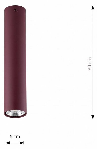 Stropní svítidlo TECNO 1M – vínové, 1× GU10, šířka 6 cm