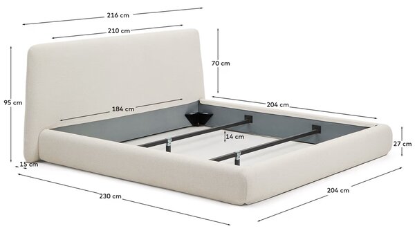 Kave Home Béžová bouclé dvoulůžková postel Martina 180 x 200 cm