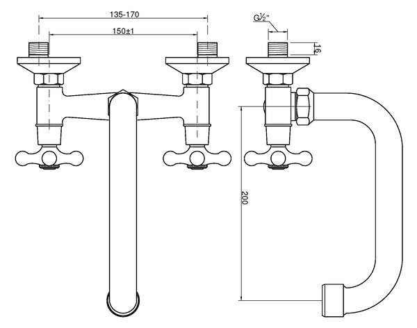 Invena Roma, umyvadlová/dřezová baterie s výlevkou typu U, délka 250 mm, chromová, INV-BC-25-00S-L