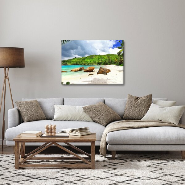 Obraz - Seychely, pláž Takamaka (70x50 cm)