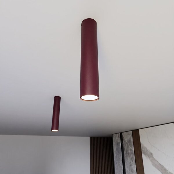 Stropní svítidlo TECNO 1M – vínové, 1× GU10, šířka 6 cm