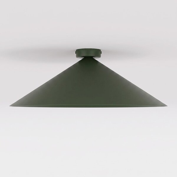 Stropní svítidlo MONO 1L – olivově zelené, bílé sklo, 1× E14, šířka 50 cm
