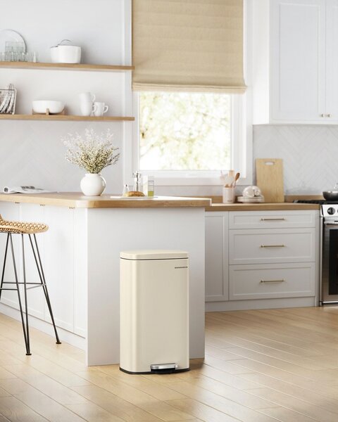 Odpadkový koš s pomalým zavíráním SLOW, 30l, béžová SongmicsHome