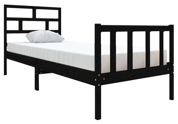 Rám postele černý masivní borovice 75 x 190 cm malé jednolůžko 3101312